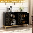 thumbnail image 5 of HLR 48" Modern Wood Credenzas & Sideboards with Gold Trim, Storage Cabinet with 4 Doors, Black, 5 of 8