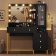 thumbnail image 1 of MYXSRI Tocador, Vanity con Espejo y Luces LED Ajustables, Tocador de Maquillaje con Luces y Estación de Carga, 5 Cajones y Estantes de Almacenamiento para Recamara, 100 * 40 * 143cm (Negro), 1 of 8