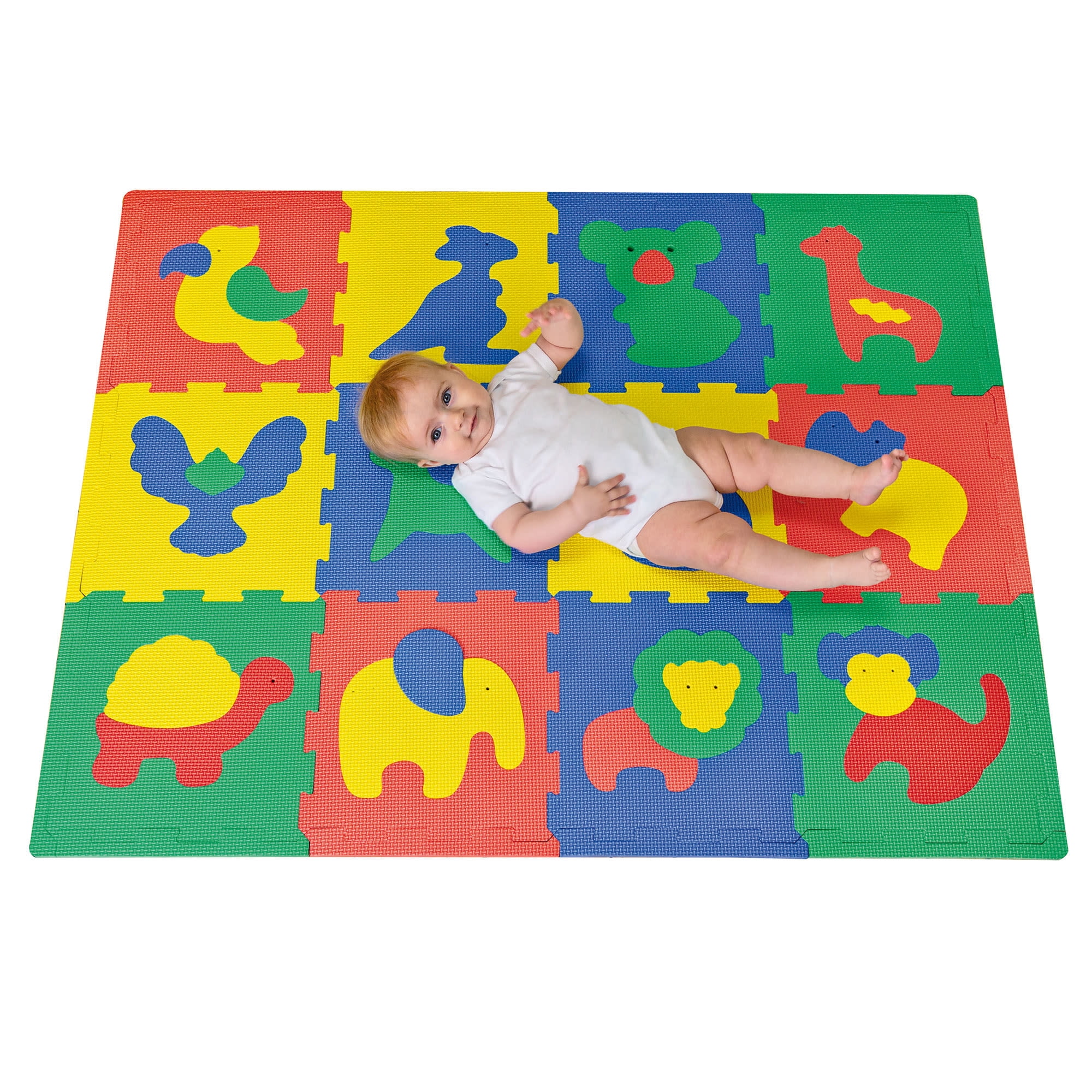 Hakuna Matte: Stylish Baby Play Mat: Safari - 47x35", 12 Foam Floor Tiles, Removable Animal Shapes, Colorful Thick Puzzle Mat For Crawling & Playtime