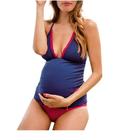 

crtigd Maternity Strap Pregnancy Swimsuit Piece Maternity One Women Suspender Dot Print Swimwear Maternity swimwear