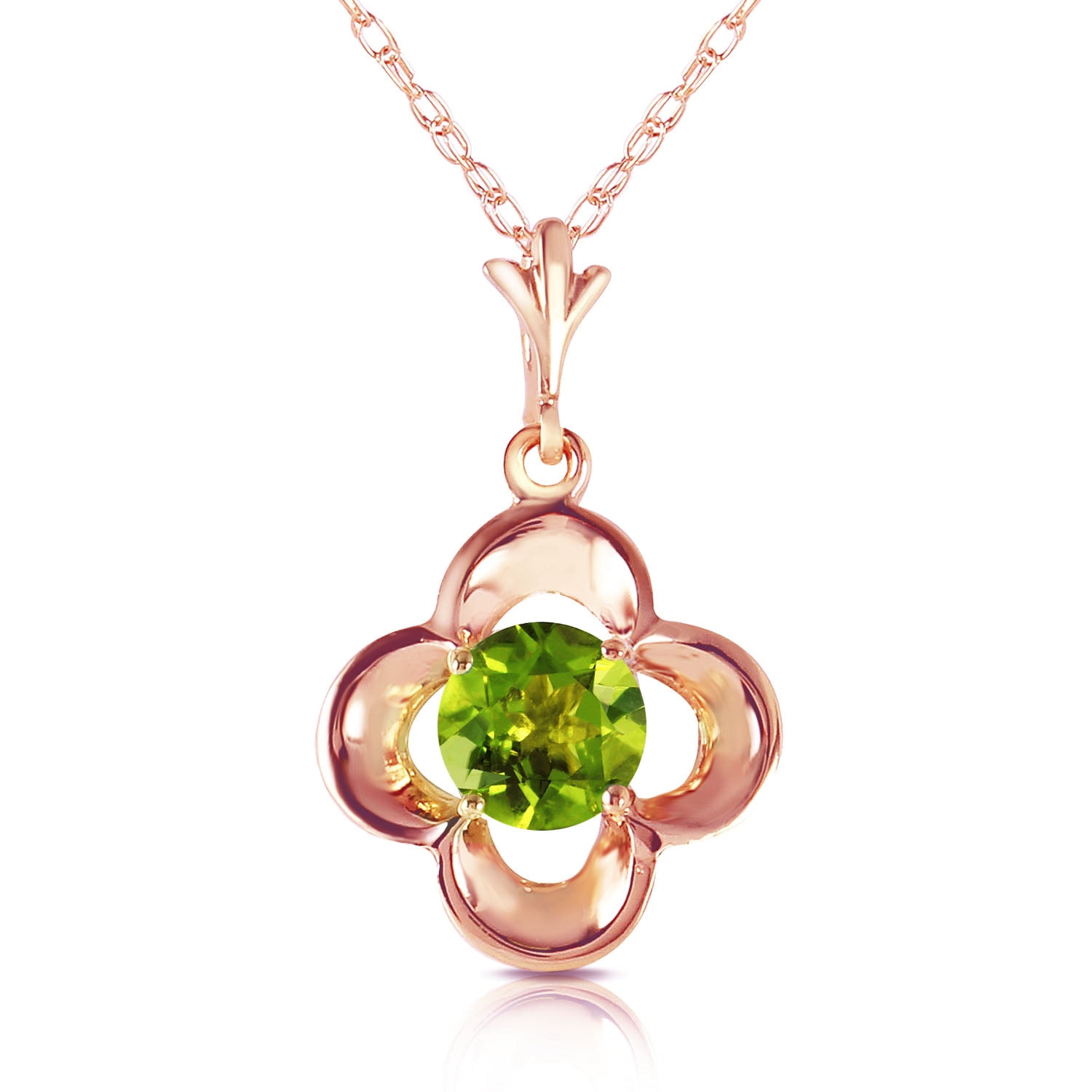 Galaxy Gold 14K Solid Gold Natural Peridot Necklace for Women - Rose Gold Fine Jewelry