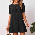 thumbnail image 3 of QUYUON Women Babydoll Dress Summer Round Neck Short Sleeve T-Shirt Mini Dresses Casual Loose Ruffle Tunic Swing A-Line Short Dress Beach Sundresses Evening Cocktail Party Dress, Black XXL, 3 of 6