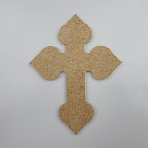 4" Spade Décor Cross #38, Unfinished Wood Art Shape by Wooden Craft Cutouts