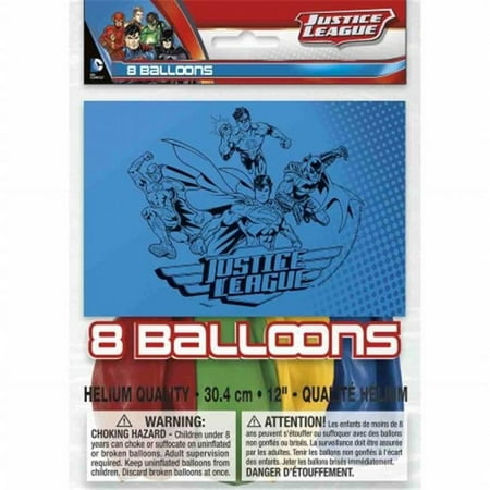 Unique Industries Latex Justice League Superman 12.0" Party Balloons, 8 Count