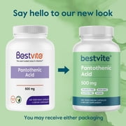 Bestvite Pantothenic Acid 500mg (Vitamin B5)(240 Vegetarian Capsules) - No Stearates - No Calcium Silicate - Vegan - Non GMO - Gluten Free