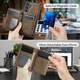 thumbnail image 4 of AutSpace Funda para Samsung Galaxy A26 5G, Bloqueo RFID, Cuero PU, Compatible con MagSafe, Billetera Desmontable 2 en 1 con Tarjetero, Soporte, Cubierta Protectora Magnética, Marrón, para Galaxy A26, 4 of 9
