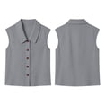 thumbnail image 7 of LNWUY Women's Wrinkle Free Sleeveless Button Down Shirts Blouses Solid Color Business Casual Loose Tank Tops for Work Gray XXXL, 7 of 7