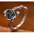 thumbnail image 2 of Anillo retro y rosa antiguo Diseño temperamental Anillo viento frío Joyería de moda Anillo versátil y temperamental Ajustable y abierto Anillo de tendencia 1 unidad, 2 of 8