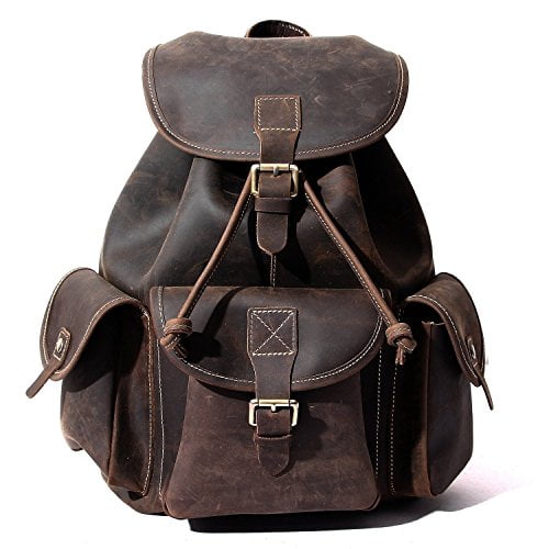 Berchirly Buckle Flap Leather Backpack Vintage Large Real Rucksacks Travel Backpacks Camping Hiking Bag Com - Real Leather Backpack Berchirly Buckle Flap Leather Backpack Vintage Large Real Rucksacks Travel Backpacks Camping Hiking Bag Com - Real Leather Backpack