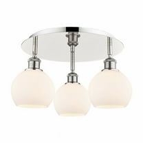 Innovations Lighting  Athens - 3 Light 18" Flush Mount Polished Nickel/Matte White