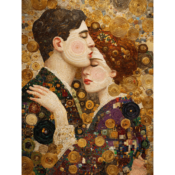 The Kiss Mosaic Canvas Wall Art, Classic Decor for Living Room Bedroom Hotel Lobby Office Home Interior