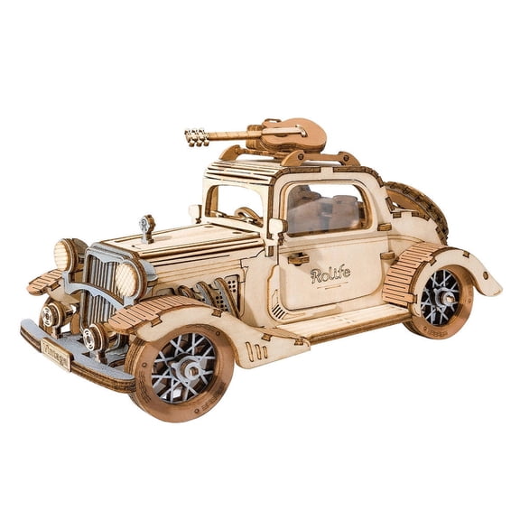 ROBOTIME Vintage Car Wooden 3D Puzzles Craft Kits for Adults to Build, DIY Retro Car Model Building Sets for Home Decor, Gifts for Adults Teens