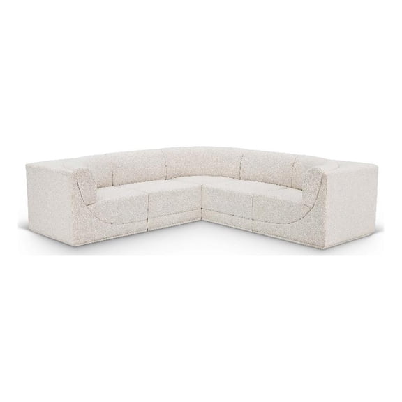 Meridian Furniture Ollie Cream Boucle Fabric Modular Sectional