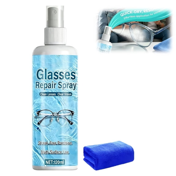 Eyeglass Scratch Remover Spray, Lens Scratch Remover for Eyeglasses & Sunglasses, Home Minor Scratch Repair Liquid, Lens Cleaning 120ml(1PC,Towel )