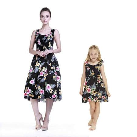 

Mother & Daughter Matching Hawaii Luau Tank Dress Girl Wrap in Hibiscus