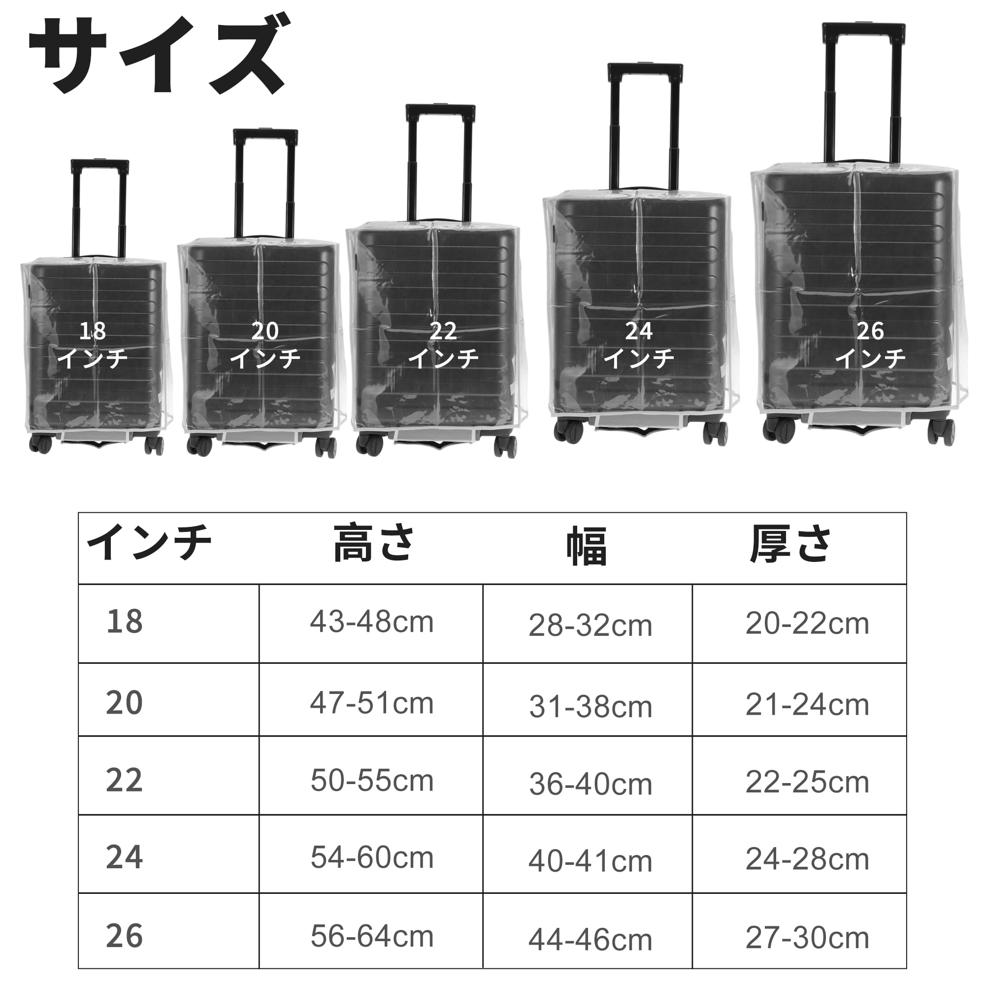 Unique Bargains Luggage Cover Protectors Transparent Sleeve Waterproof Clear Grey 20"