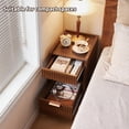 thumbnail image 3 of Leumius Nightstands Set of 2 with Drawer and Open Storage,Modern Bedroom Bedside End Tables for Living Room Home Decor,Walnut, 3 of 8