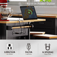 thumbnail image 6 of 53" Kitchen Island On Wheels, Rolling Kitchen Island Cart with Drop Leaf & Power Outlet, Barn Door Kitchen Island Table with Storage Cabinet and Tower Rack for Kitchen, Dining Room, Black, 6 of 8