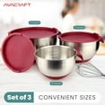 thumbnail image 7 of AVACRAFT 18/10 Stainless Steel Mixing Bowls with Lids, non slip silicone base bowls with Handle, Mixing Bowl Set with Pour Spouts & Measurement Marks, Home Essentials Cooking Bowls, (Red), 7 of 7