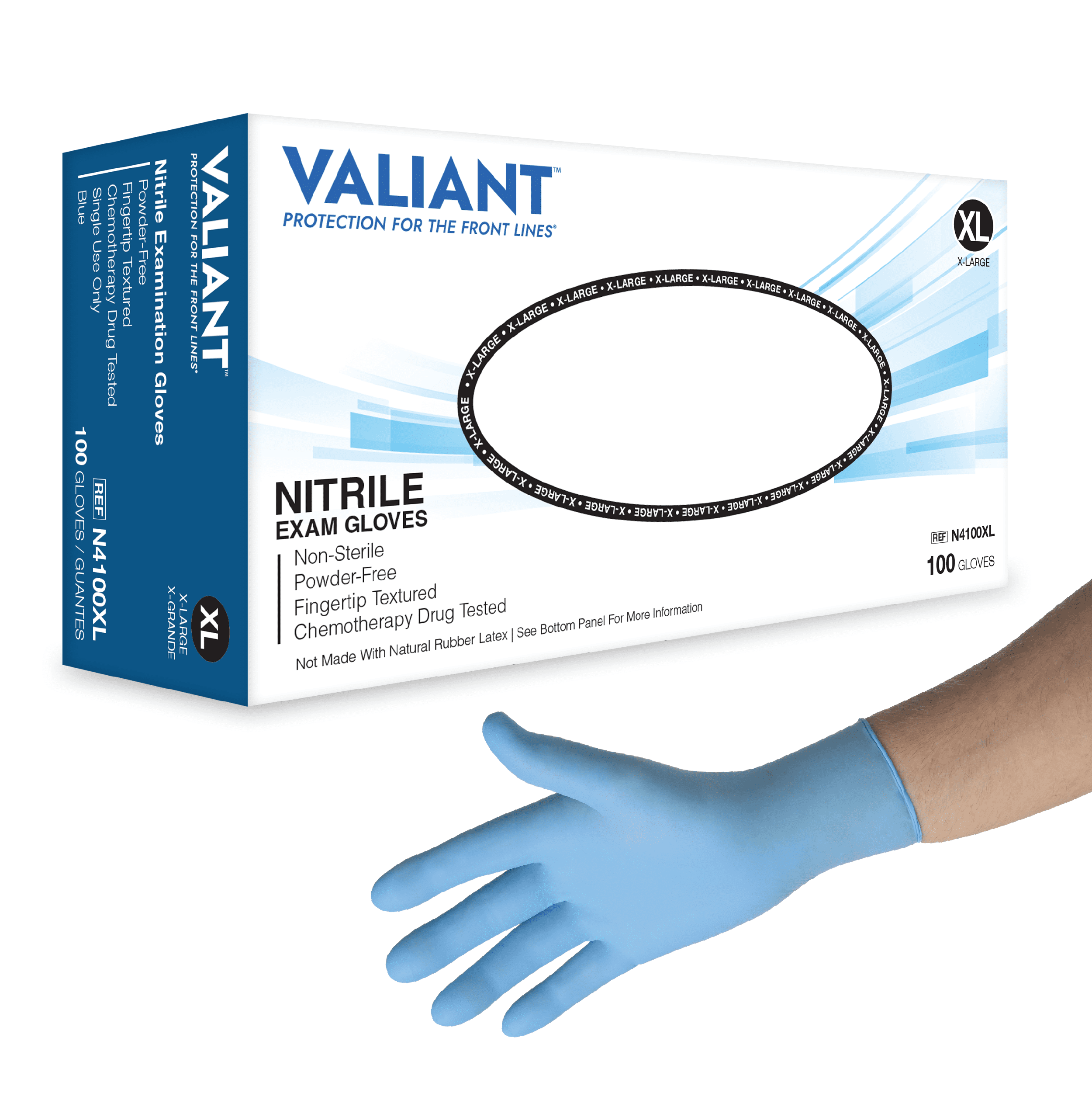 Textured Disposable Nitrile Gloves Size XL 1000 Commercial Powder Free 240mm Light Blue 10 Boxes of 100 5 mil 