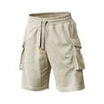 thumbnail image 4 of Sngxgn Men's Shorts Casual Classic Fit Stylish Elastic Waist Summer Beach Shorts with Pockets Sport Shorts(Beige,L), 4 of 5