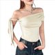 thumbnail image 2 of Tops Cortos con Hombros Descubiertos y Doble Forro para Mujer 2025, Tops Asimétricos Sin Mangas Y2K para Salir Albaricoque L, 2 of 10