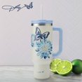 thumbnail image 4 of Vaso Dolly Parton Con Asa De Acero Inoxidable Con Aislamiento Al Vacío De Doble Pared Y Tapa Con Pajita, Frío Hasta 24 Horas O Caliente Hasta 8 Horas, 40 Onzas, Joya Azul, 4 of 5