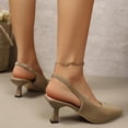 thumbnail image 6 of Miluxas Kitten Heels for Women Slingback Pointed Closed Toe Heels Women's Pumps Shoes for Wedding, Party, Commuting Khaki 8.5(41), 6 of 7
