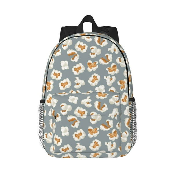Easygdp White Popcorn Mochila Ligera de 15 Pulgadas para Estudiantes, Mochila Cómoda para la Escuela y Viajes, Correas Ajustables