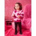 thumbnail image 3 of Baby Girl Heart Print Drop Shoulder Fuzzy Sweatshirt, 3 of 5