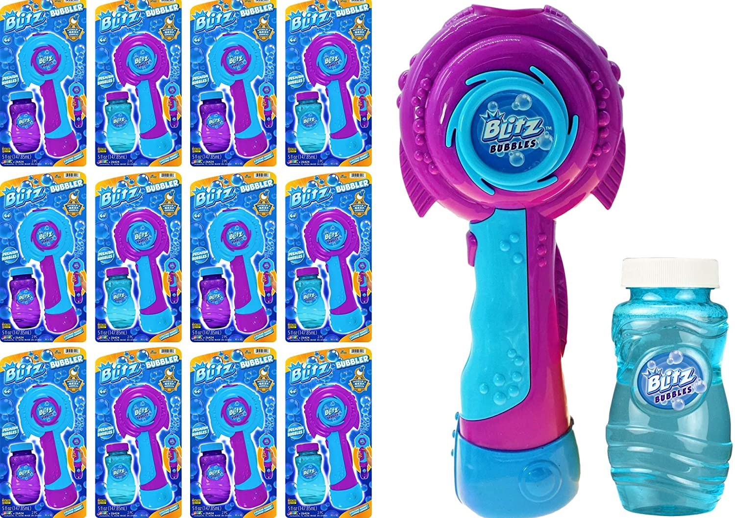 Blitz Bubble Machine Wand Electric Bubbler Blaster with Bubbles