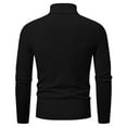 thumbnail image 5 of ZCFZJW Men's Quarter Zip Up Sweaters Mock Neck Polo Sweater Slim Fit Pullover Sweater Trendy Solid Color Long Sleeve Lightweight Thin Jacket Black XXL, 5 of 8
