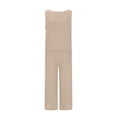 thumbnail image 4 of GILIGEGE Linen Sets for Women 2 Piece Summer Sleeveless Short Sleeve Top and Trousers Outfit Set Fashionable Plain Leisure Suit Loungewear with Pockets Wide Leg Pants Tracksuit Lounge Matching Sets, 4 of 8