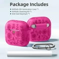 thumbnail image 2 of Comvin for Airpods 4 Case with Cleaner Kit, Cute Flower Engraved Silicone Protective Case Cover with Keychain Compatible with Apple Airpods 4 Case for Women, RosePink, 2 of 9