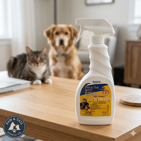 Zodiac Flea & Tick Spray for Dogs Cats Puppies Coat Care Support 16 oz.