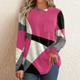 thumbnail image 2 of GigrtiJin Fall Blouse for Women Color Block Long Sleeve Pullover Tops Lightweight Flannel Crew Neck Plus Size Shirts, 2 of 5