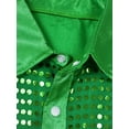 thumbnail image 6 of Manyakai Kids Boys Sequins Long Sleeve Button Down Shirt Jazz Hip Hop Street Dance Glitter Top Green 4-5, 6 of 7