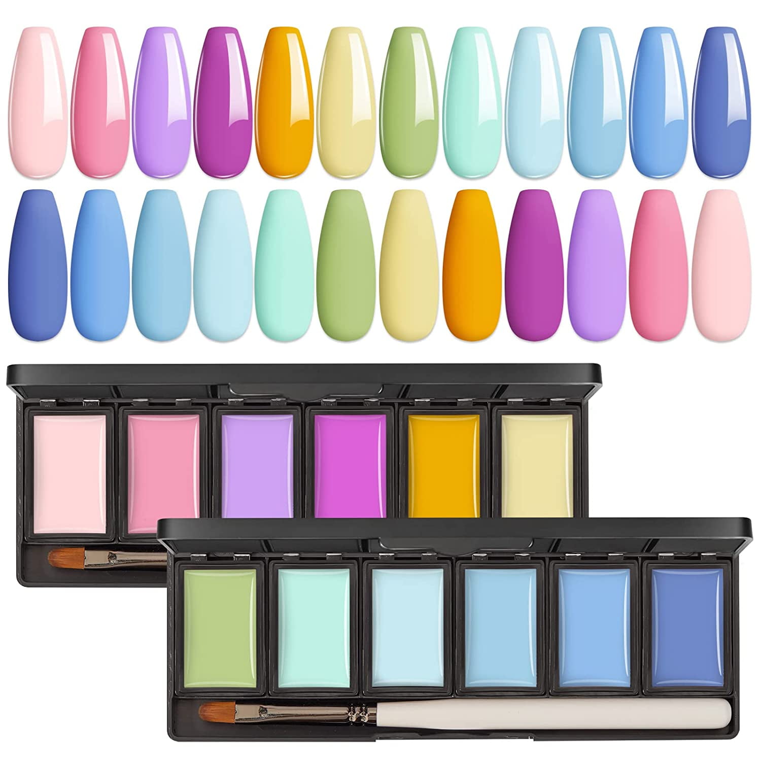 Joslove Solid Gel Nail Polish Set, 12 Colors Macaron Pastel Pink Blue