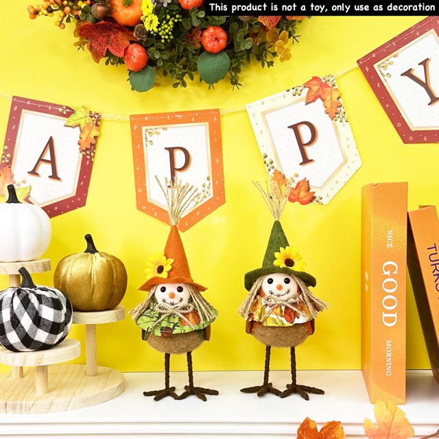 Figurita de Pájaro Ganfancp Hoja de Arce Calabaza Colgante 2X Adorno