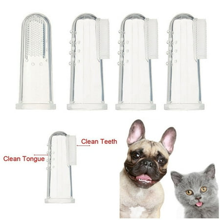 - 4pcs Dog Finger Toothbrush Dental Hygiene Finger Brushes for Small to Large Dogs Cats and Most Pets