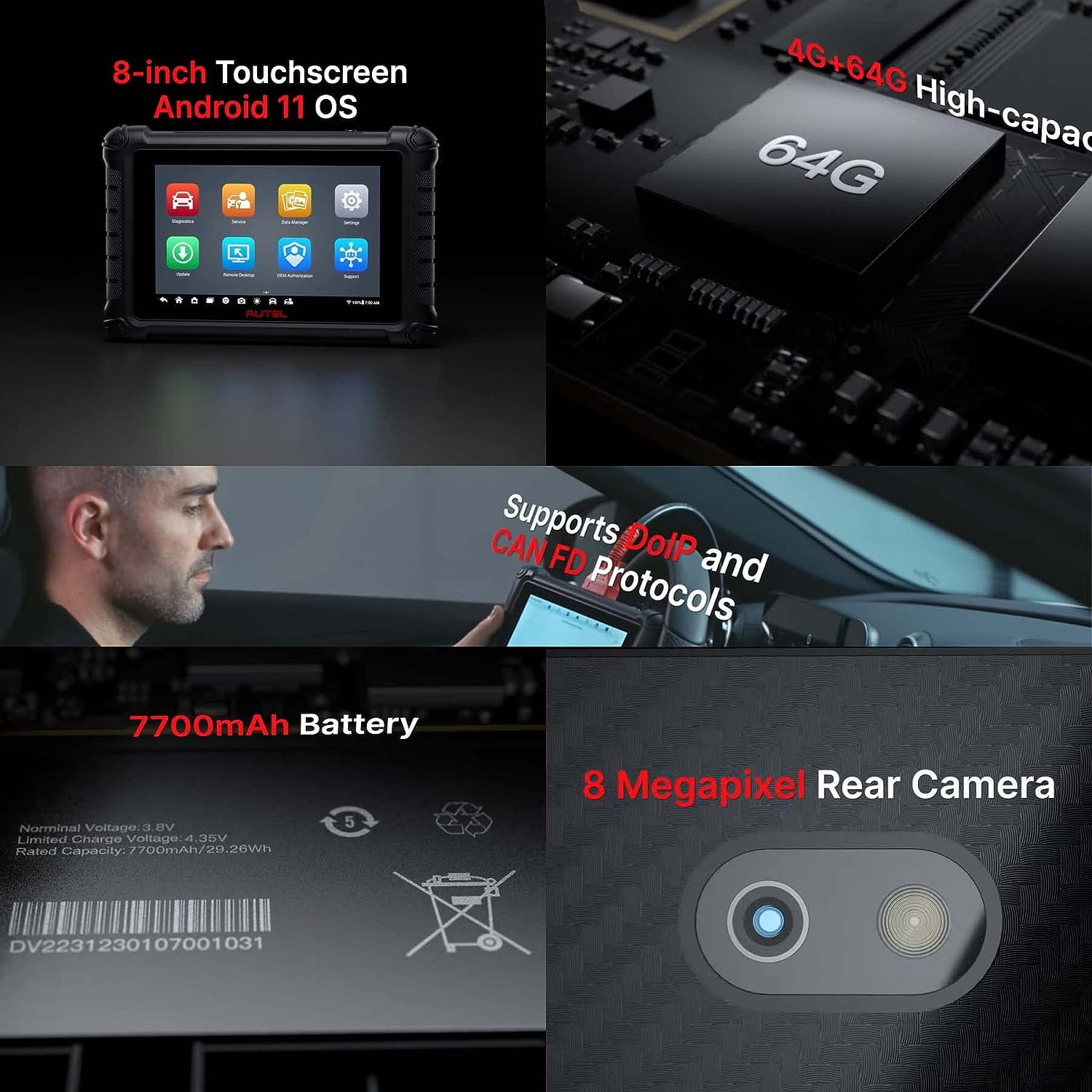 Autel MaxiCheck MX900 OBD2 All System Diagnostic Scanner, Upgraded MX808 MK808, 2024 Bi Directional Scan Tool, 40+ Service, 10000+ Vehicles, DoIP/CAN FD, Read/Clear Code, Work with MV105 MV108