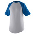 thumbnail image 1 of 424A Youth Short Sleeve Baseball Jersey, Heather & Royal - Small, 1 of 1