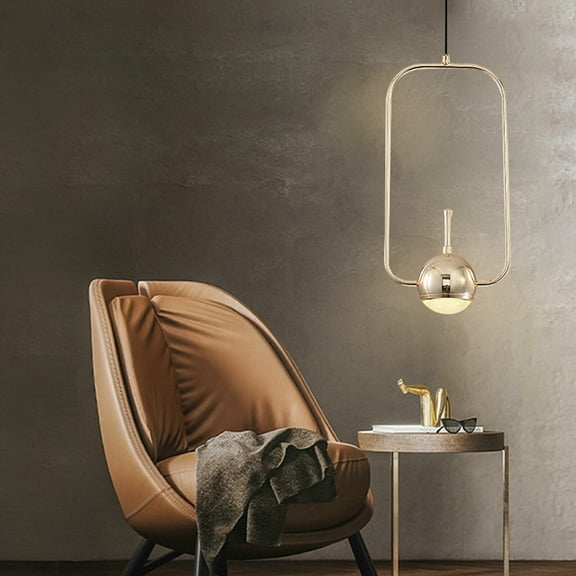 Miumaeov Frosted Glass Globe Lampshade Pendant Light 1-Light Rectangular Adjustable Hanging Light