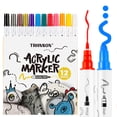 thumbnail image 6 of TRANSON 12 Color Bold and Fine Dual-tip Acrylic Paint Pen Set for Canvas Rock Wood Leather Ceramic DIY Painting, 6 of 7