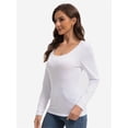 thumbnail image 2 of Women Long Sleeve Scoop Neck Slim Fitted Basic Soft T-Shirts, 2 of 6