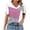 Hot Pink, variant on Smsaxvxz Women's Summer Tops Fashion Color Patchwork V Neck Button Short Sleeve Shirts Casual Loose Blouse Black XL