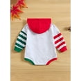 thumbnail image 3 of Bagilaanoe Newborn Baby Girl Boy Christmas Hooded Romper Sweatshirt Long Sleeve Bodysuit Letter/Stripe/Santa Claus Print Pullover 3M 6M 12M 18M Infant Casual Tee Tops, 3 of 8