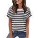 thumbnail image 1 of Camisas de Cuello en V de Manga Corta para las Mujeres Impresión de Rayas Blusa de Verano de Primavera de Moda, Camiseta de Mujer de Manga Corta, 1 of 8
