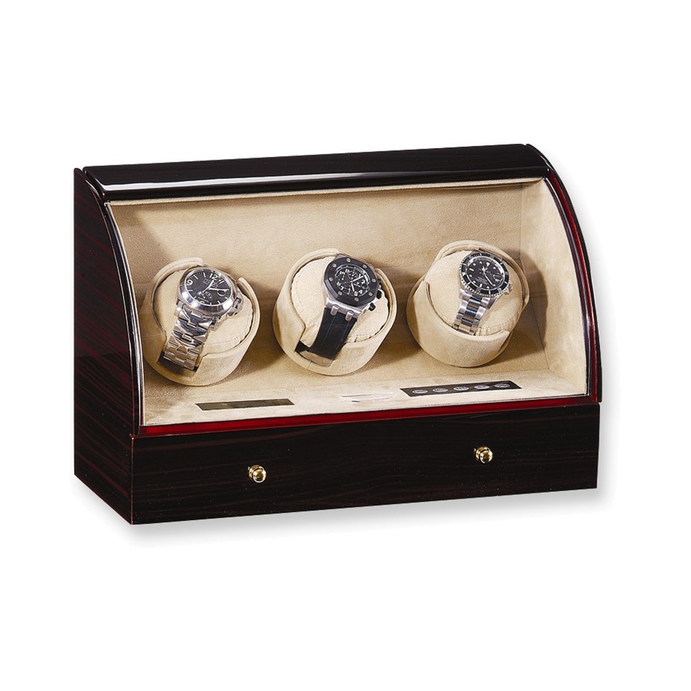 Ebony Gloss Finish Triple Watch Winder