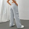 thumbnail image 4 of DHFJKG Women's Wide Leg Sweatpants With Multi Side Pockets Loose Fit Elastic Drawstring Solid Color Sports Casual Pants For Commuting Running Soft Stylish Trousers, 4 of 9